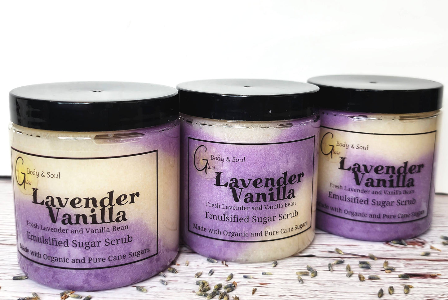 Sugar Scrub, Lavender Vanilla Emulsified Sugar Scrub 10 oz