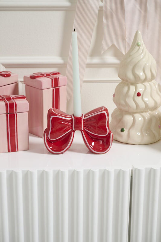 Candelabro de lazo rojo