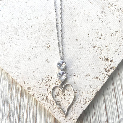 Crystal heart necklace Valentine love boutique salon