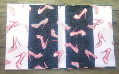 Fabric Covered Hardcover Notebook Composition Book Cover - Pink & Black Stilettos