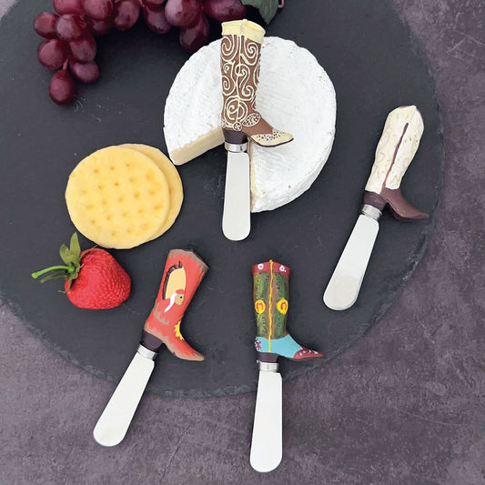 4-Piece Boots Polyresin Cheese Spreader
