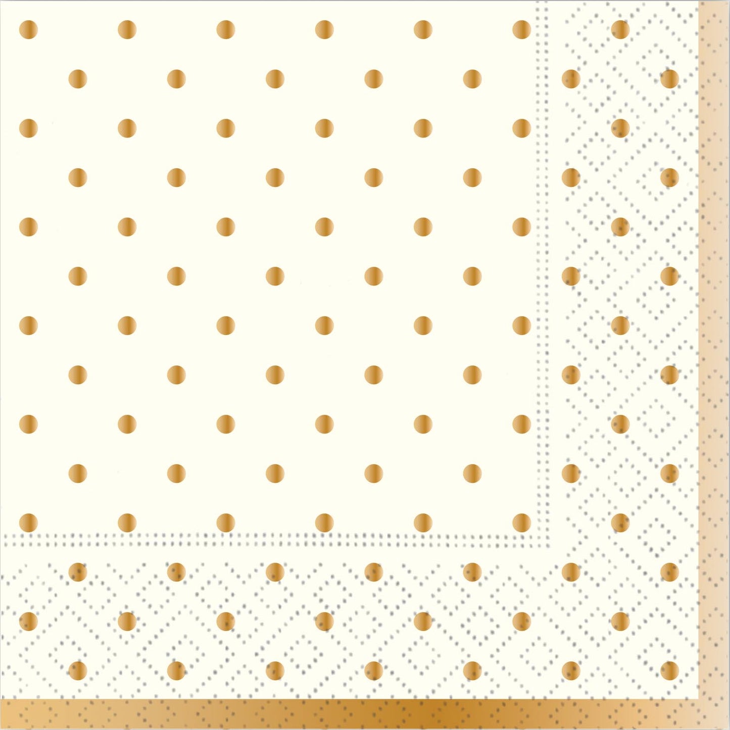 Gold Swiss Dots Beverage Napkin-Cream