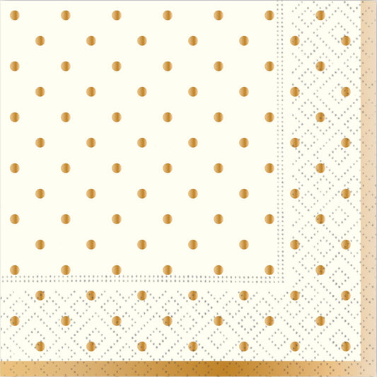 Gold Swiss Dots Beverage Napkin-Cream