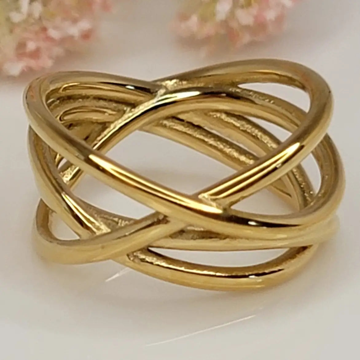 Multi Strand Crisscross Stainless Steel Ring