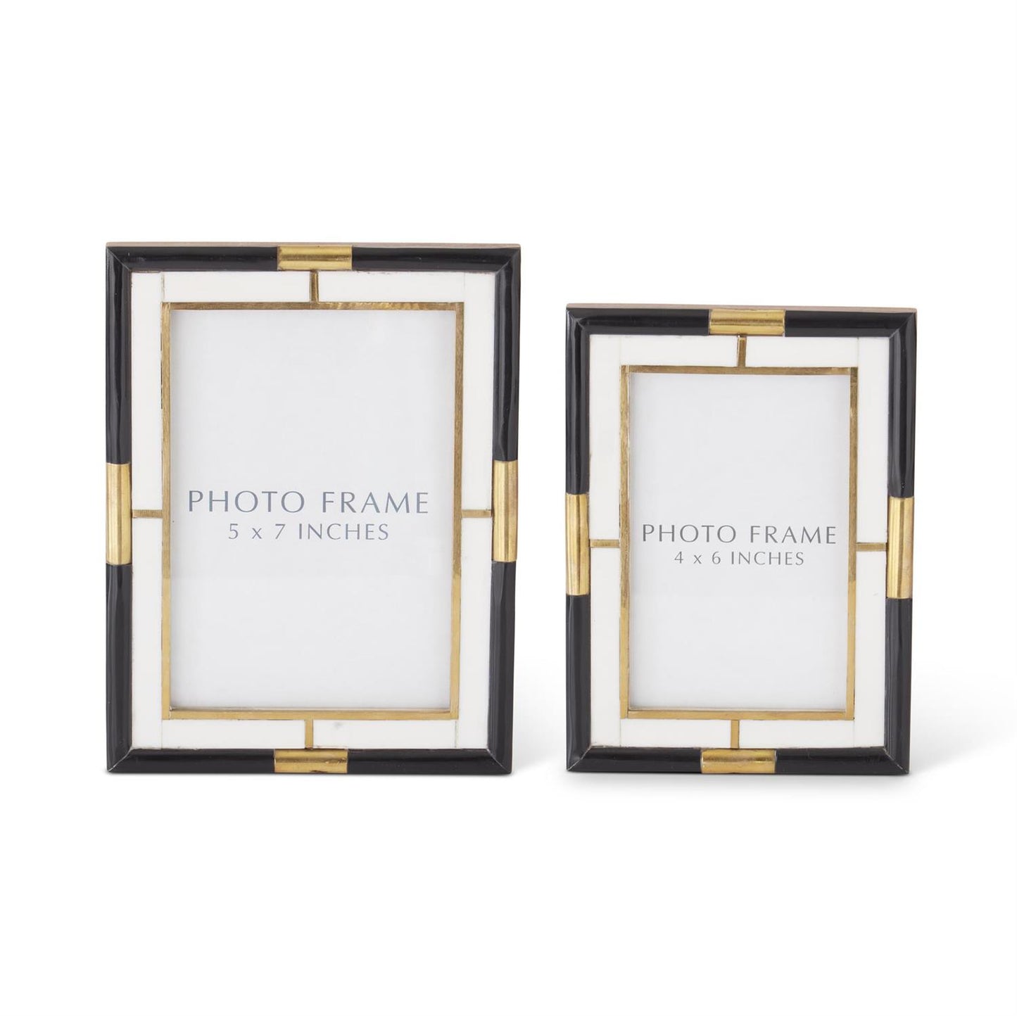 Set of 2 Black Cream & Gold Tiled Photo Frames