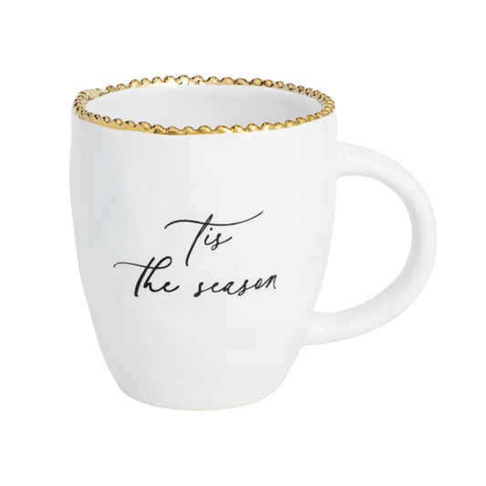 'Tis The Season Mug with Gold Trim
