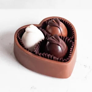 6oz Valentine's Milk Chocolate Heart Box with Three Truffles