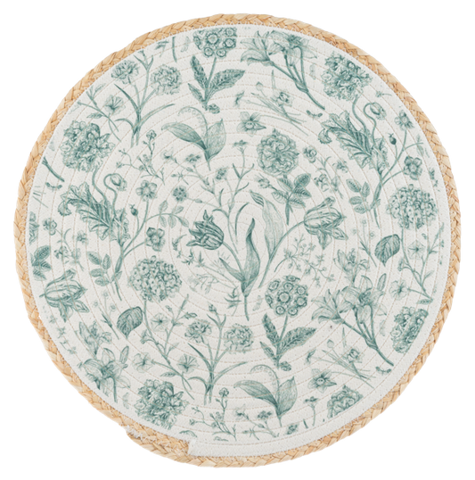 Round Green Botanical Placemat
