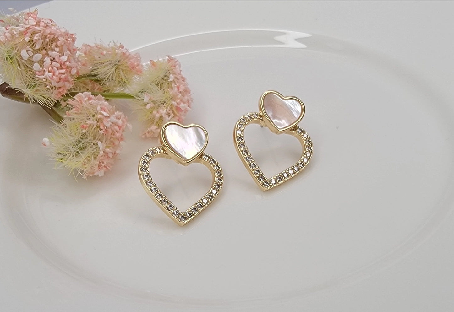 Double Heart Dangle Earrings