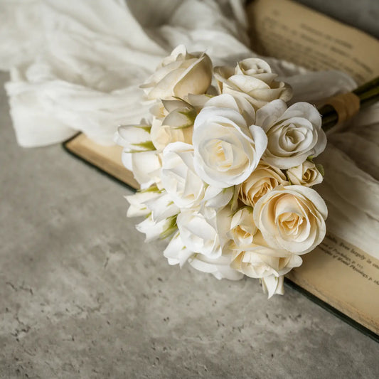 12" Cream Mini Rose Bundle