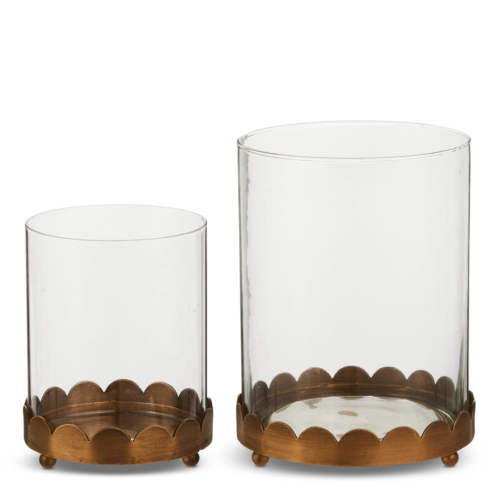 Gold Scalloped Trim Containers-set of 2