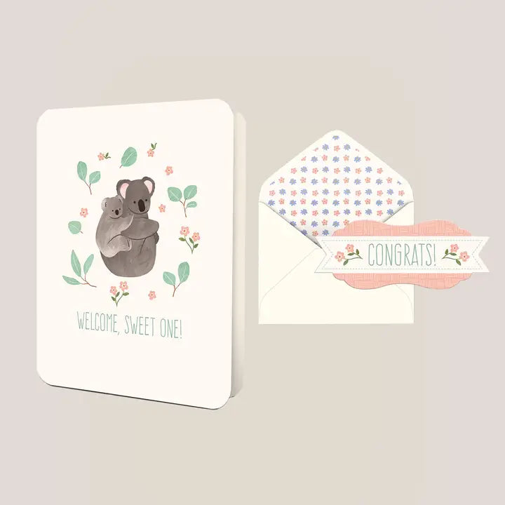 Tarjeta de felicitación de bienvenida dulce bebé