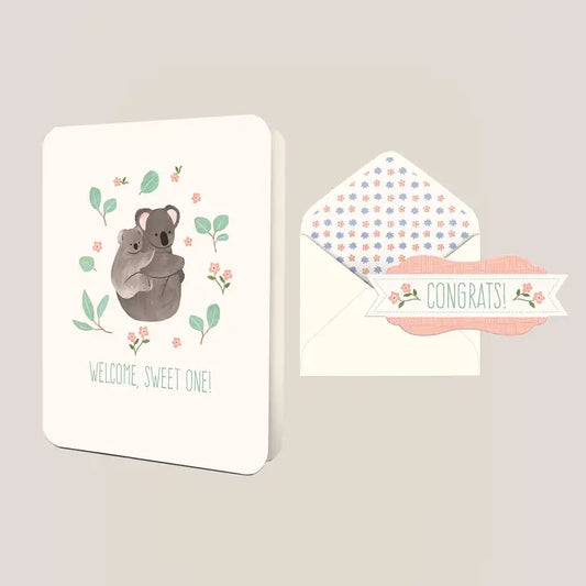 Tarjeta de felicitación de bienvenida dulce bebé
