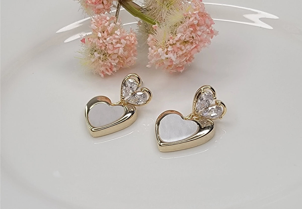 Double Heart Dangle Earrings