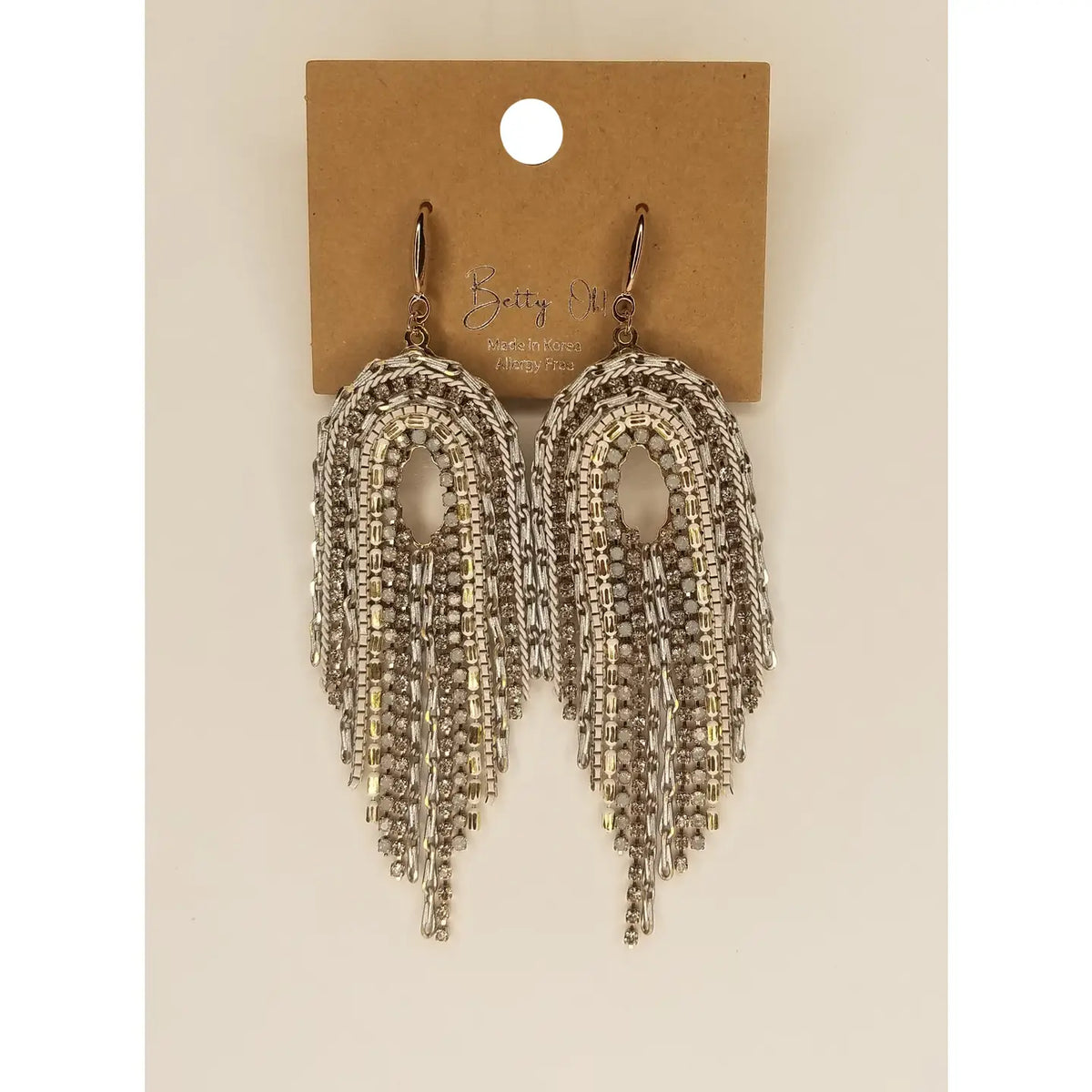 Multi Color Layered Tassel Chandelier Handmade Earring