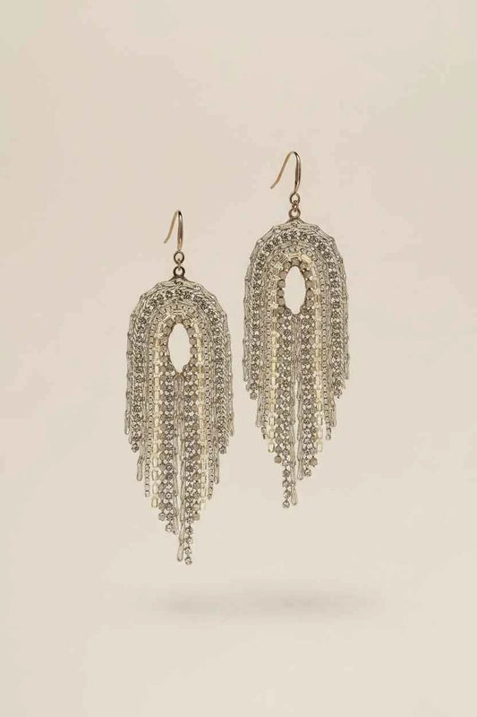 Multi Color Layered Tassel Chandelier Handmade Earring