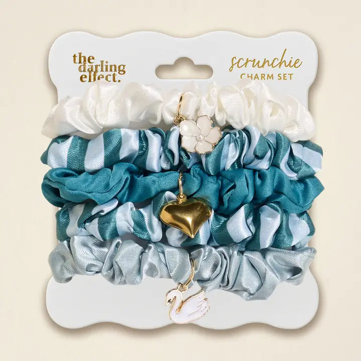 Scrunchie Charm Set–Sicily Stripes Teal
