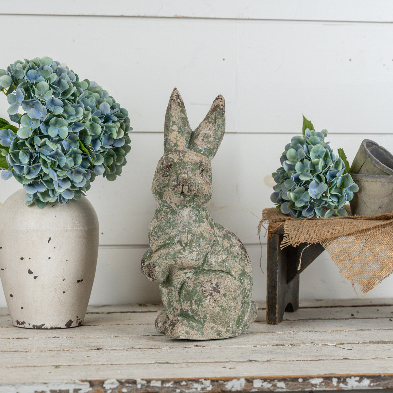 16.75" AGED GREEN GARDEN  BUNNY