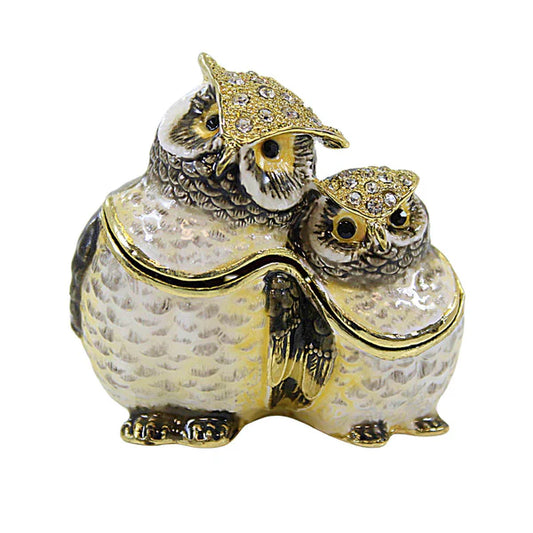 Mother and baby owl trinket box
