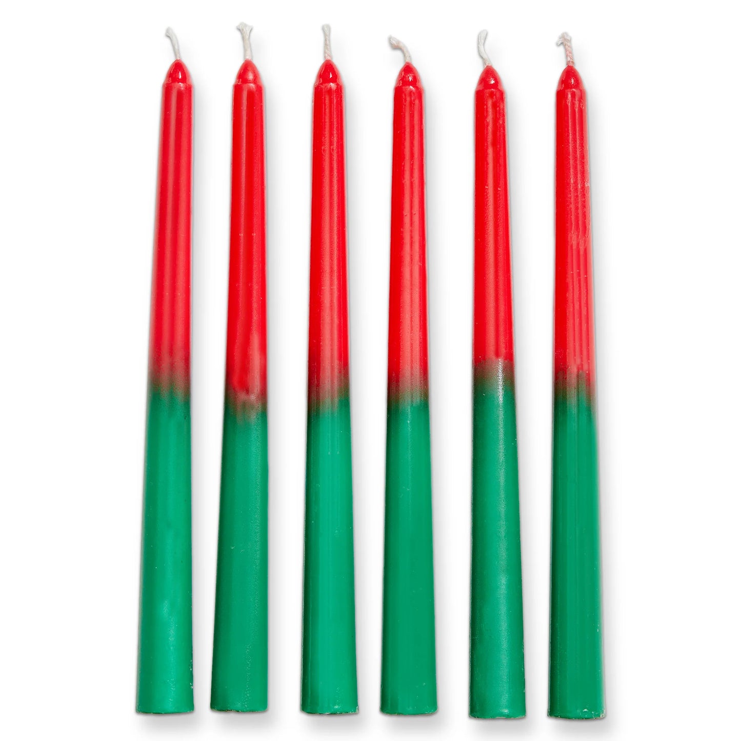 Groovy High Gloss Taper Candle Set Of 6 - Red/Green