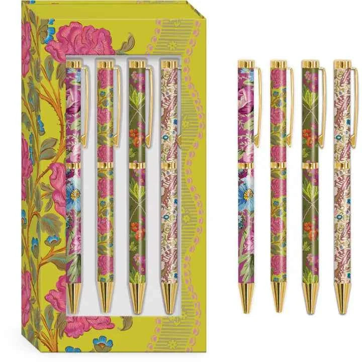 Boxed Pens Green Floral