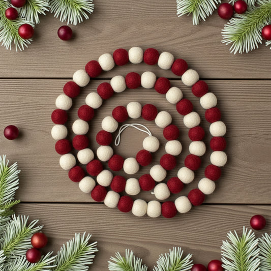 8 Feet Long Christmas Ball Garland Red and White