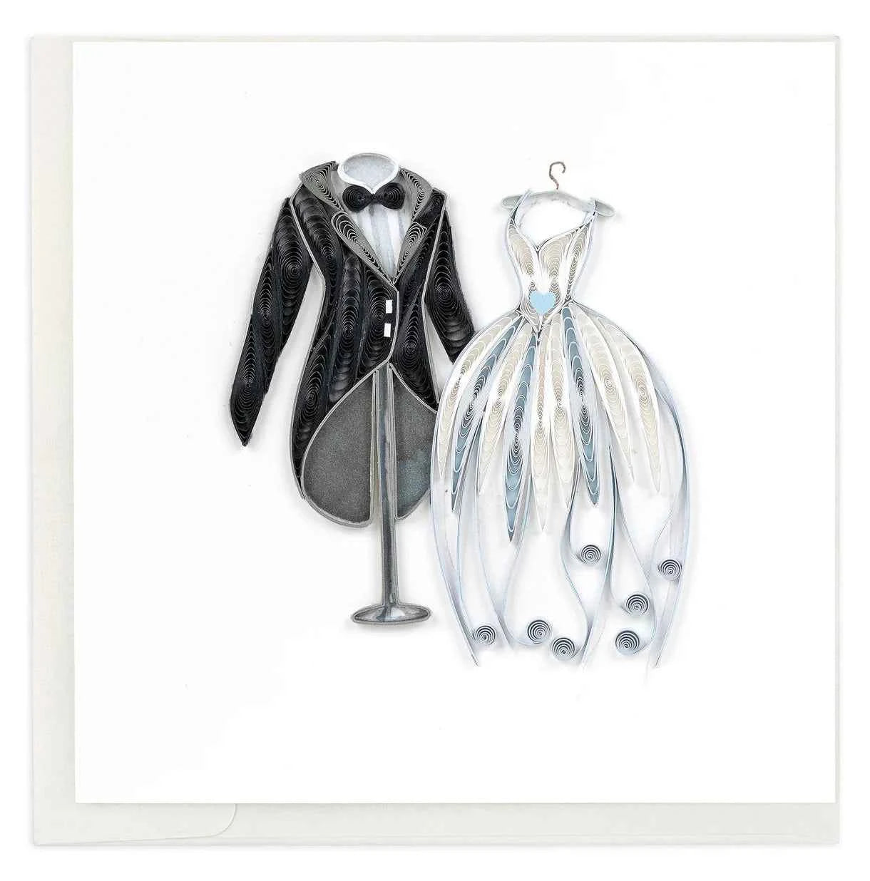 Quilled Wedding Tux & Gown Greeting Card