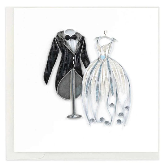 Quilled Wedding Tux & Gown Greeting Card