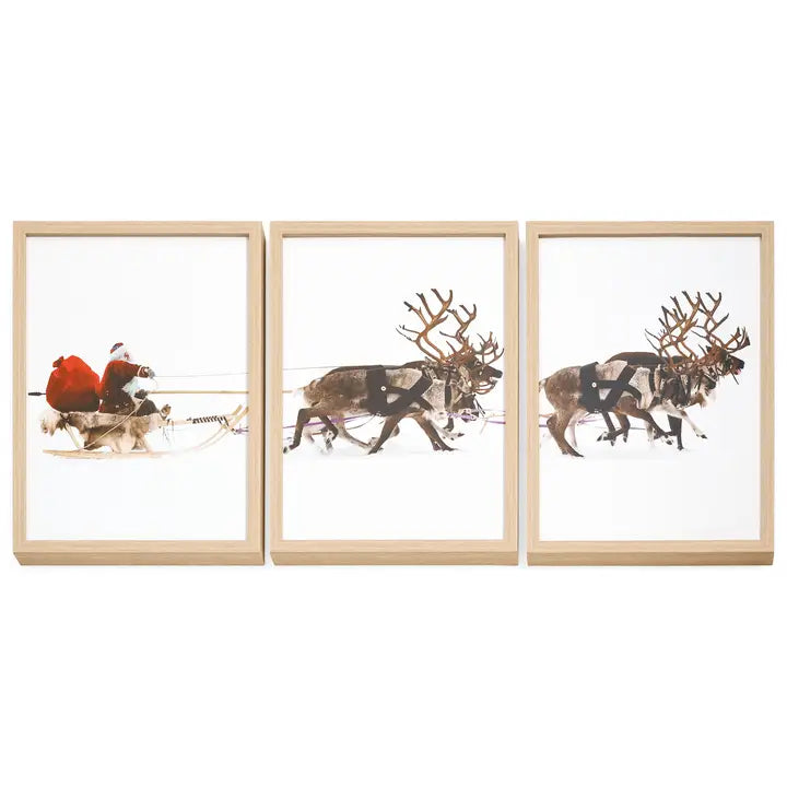 Framed Prints - S/3 Santa & Reindeers 12X15.5