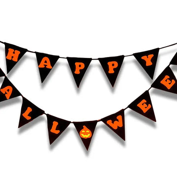 Triangle Happy Halloween Boo Banner with Pumpkin
