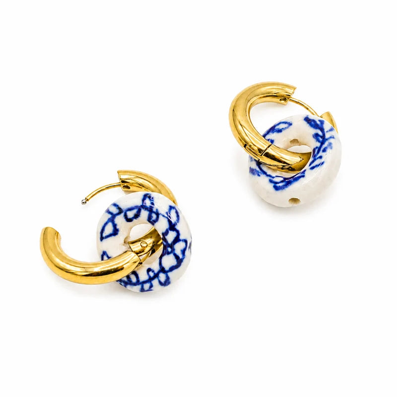 Watercolor Design Dangle Hoops