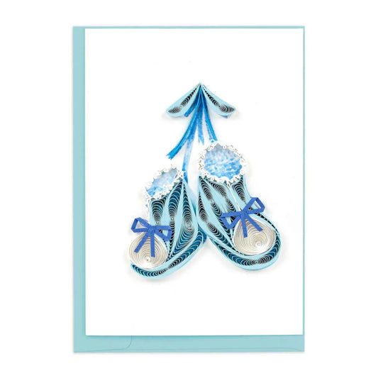 Quilled Knitted Blue Baby Booties Enclosure Mini Card