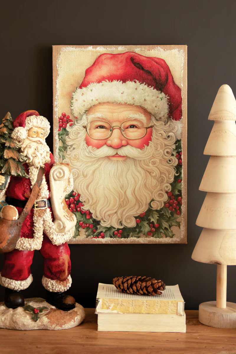 Vintage-Inspired Santa Painting on Burlap