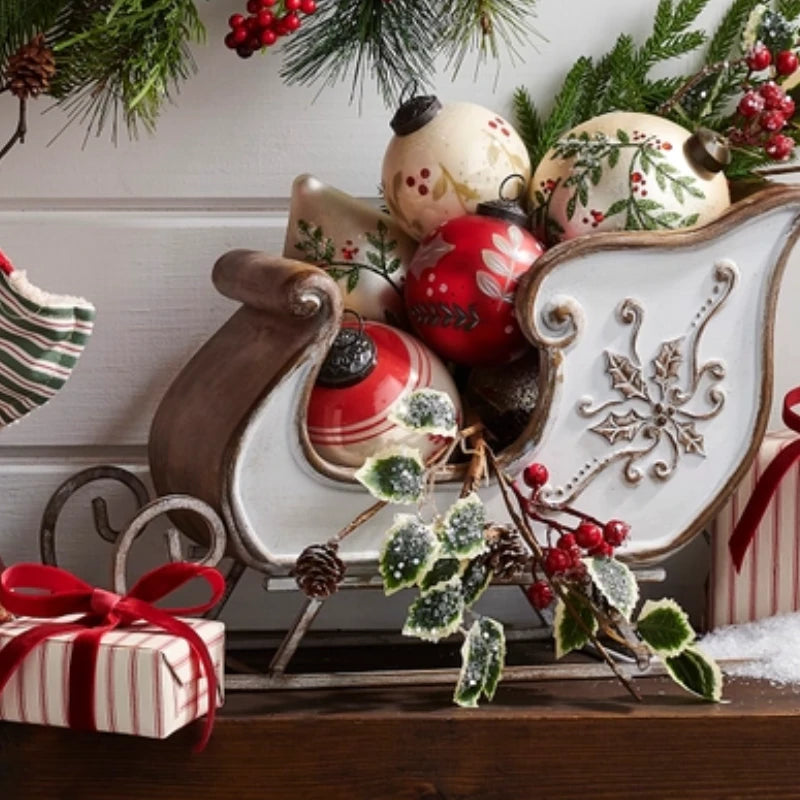 14" Whitewash Sleigh Christmas Decoration