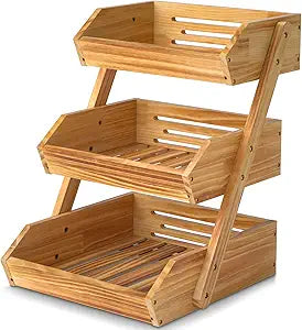 3 tiered wooden fruit basket