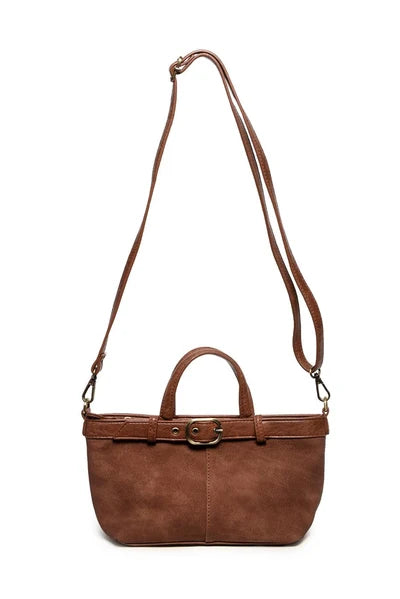 Aspyn Small Belted Sueded Tote Crossbody
