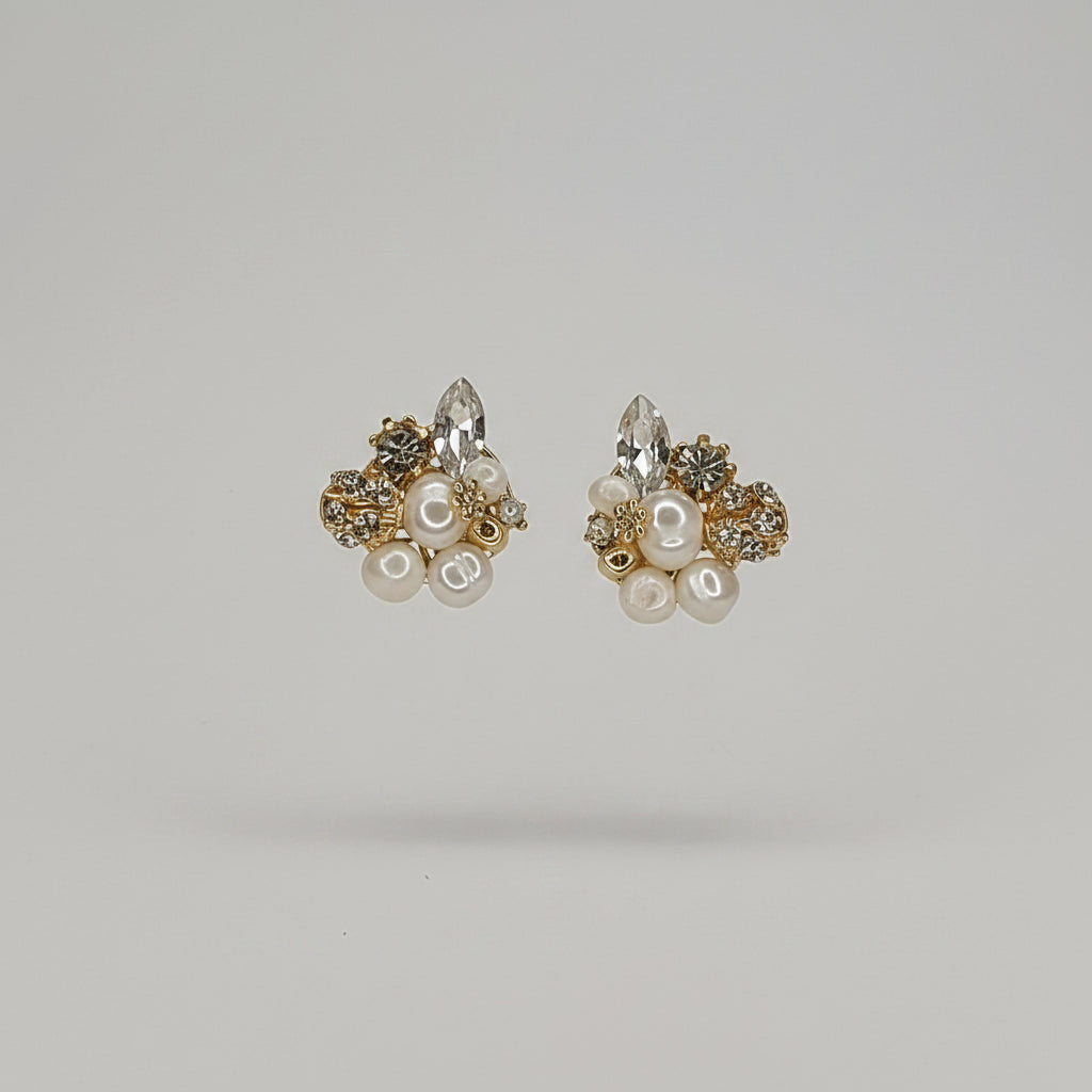 Handmade Pearl/Swarovski and Cubic Zirconia Earrings