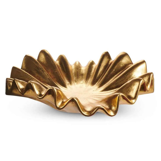 14" Gold Ruffled Bowl