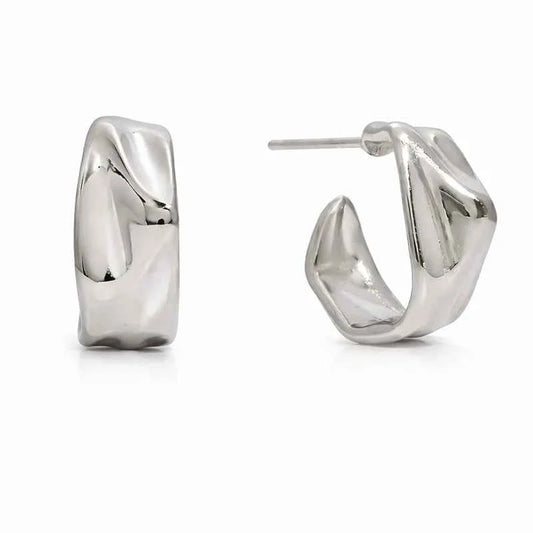 Silver Hammered Hoops