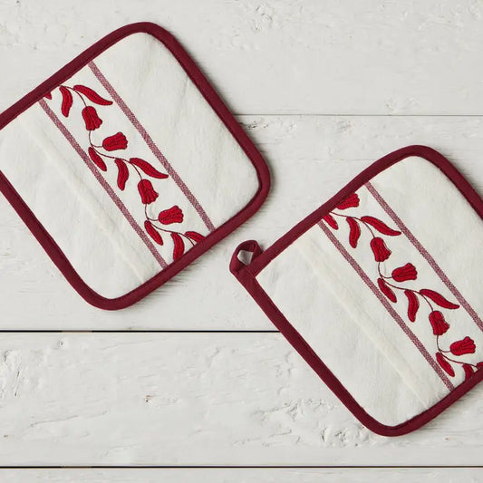 Pot Holder, Merlot Red Tulip, Set of 2
