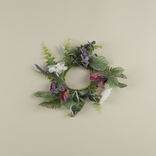 12" PURPLE CHERRY BLOSSOM, LAVENDER & POPPY CANDLE RING