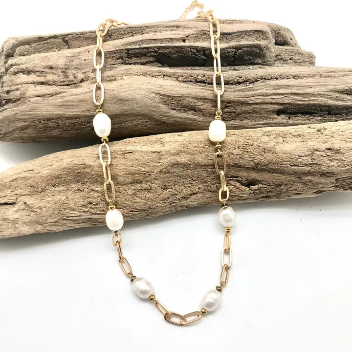 paperclip necklace with freshwater pearls (assorted, sold separately)