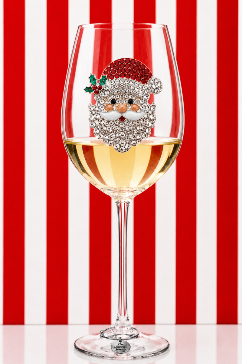 Santa Face Jeweled Drinkware -Stemmed