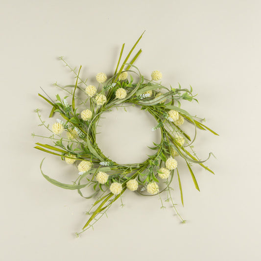 14" PALE YELLOW POM POM CANDLE RING