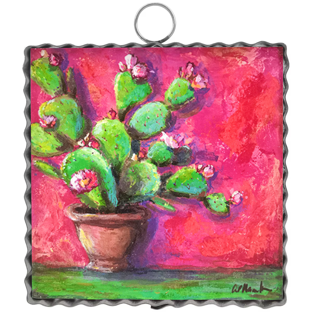 Mini Art Pink Potted Cactus