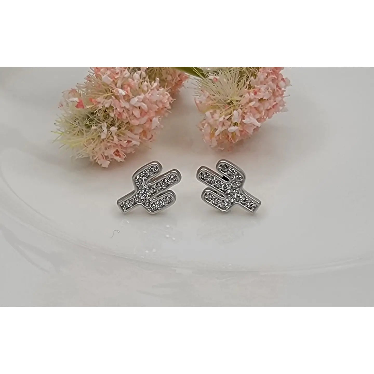 Mini Cactus Cubic Zirconia Post EarringS
