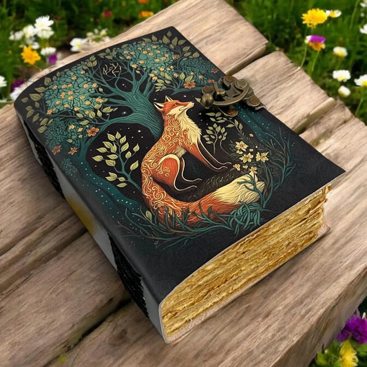 Fox Grimoire Handmade Leather-Bound journal