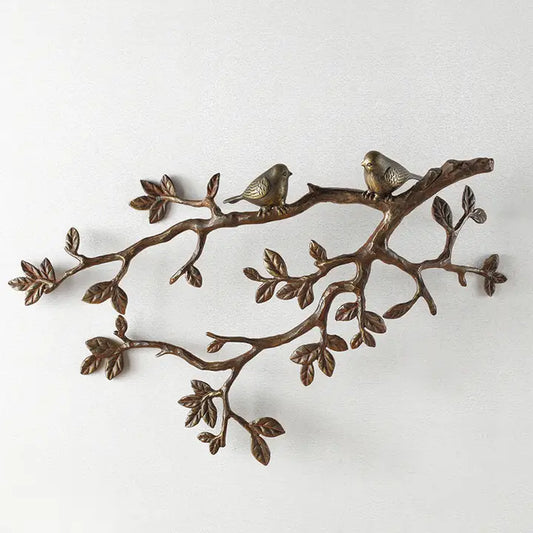 Little Lovebirds On Branch Wallart