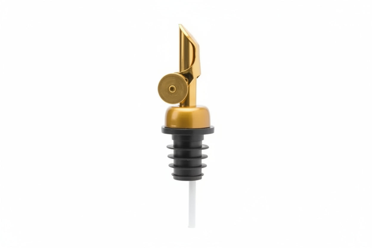 Stainless Steel Weighted Pour Spout with Gold Tone Rim