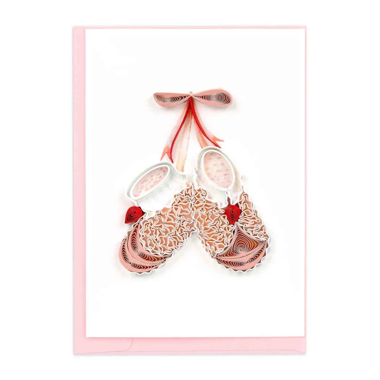 Quilled Knitted Pink Baby Booties Enclosure Mini Card